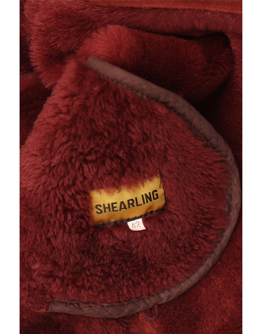 Jachetă vintage din shearling pentru femei IT 42 Medium Burgundy Shearling