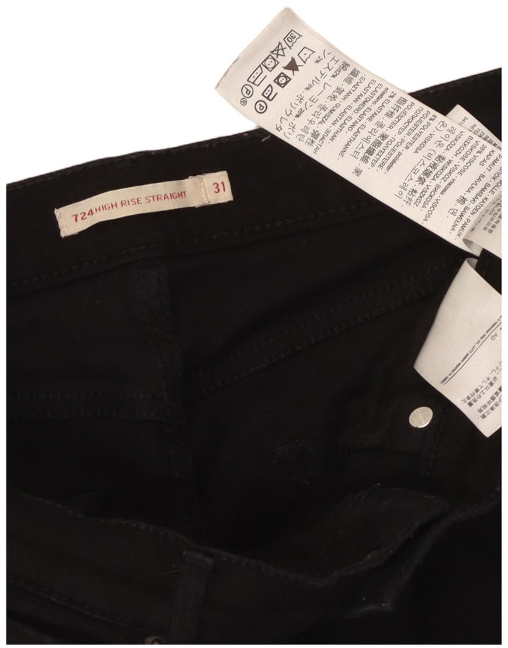 Blugi drepti cu talie înaltă pentru femei LEVI'S 724 W31 L31 bumbac negru