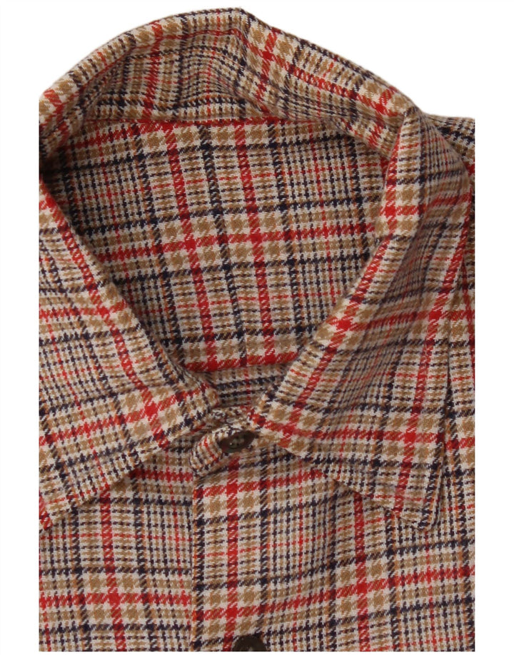 VINTAGE Mens Flannel Shirt Large Red Houndstooth