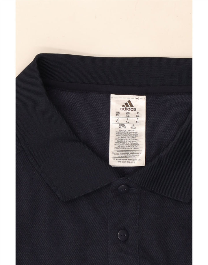Tricou polo pentru bărbați ADIDAS XL, bumbac cu dungi, albastru bleumarin