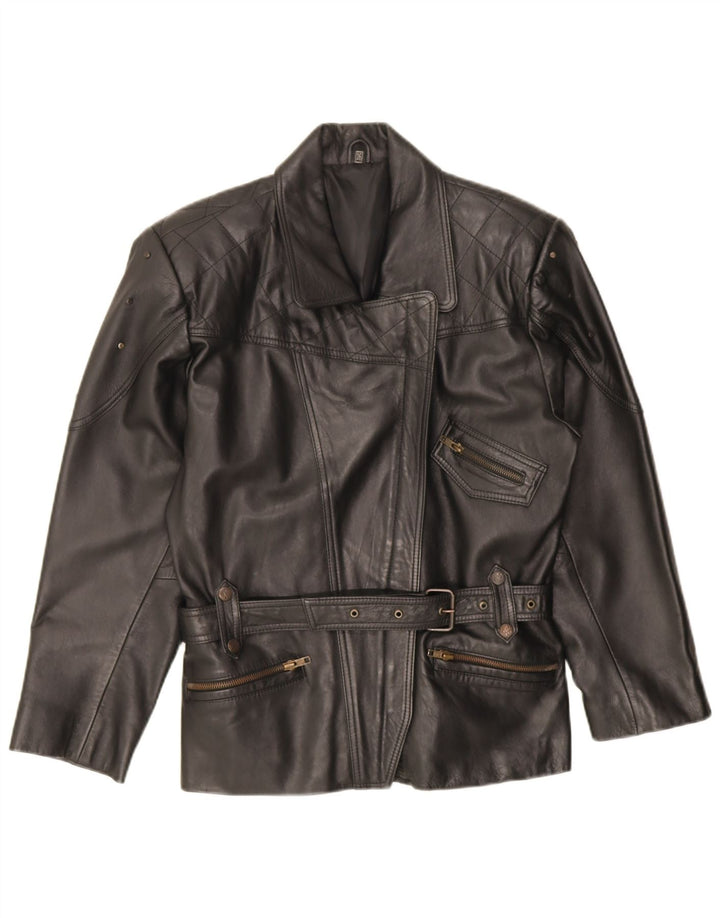 Jachetă de motociclist din piele supradimensionată pentru femei vintage EU 36 Piele neagră mică