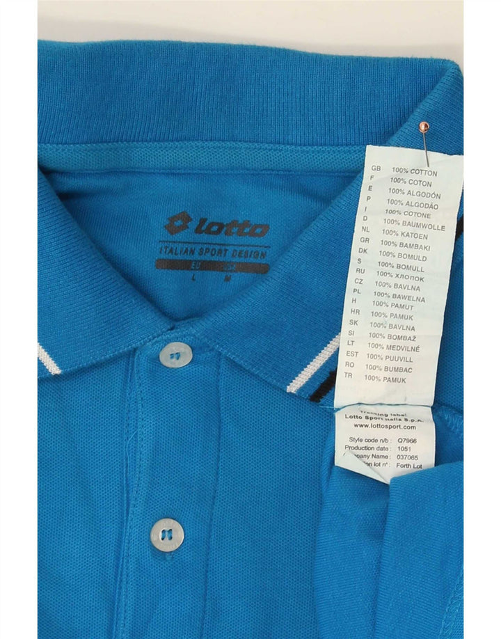Tricou polo pentru bărbați Lotto, bumbac cu dungi albastre mari