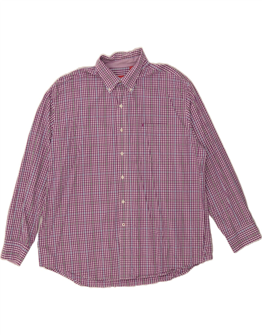 IZOD Mens Shirt 2XL Purple Check Cotton Vintage Izod and Second-Hand Izod from Messina Hembry 