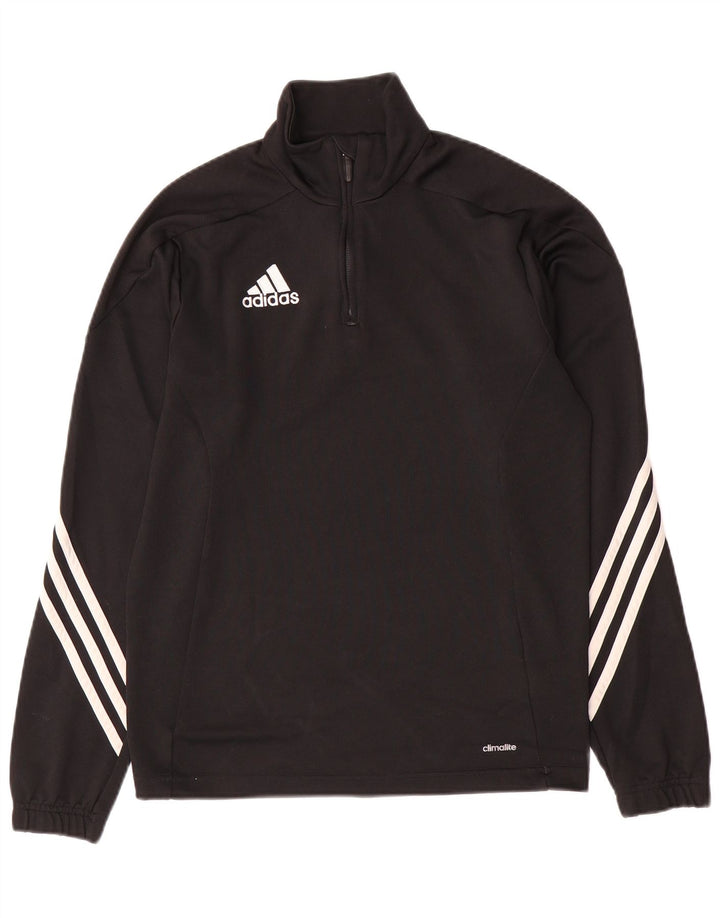 ADIDAS Mens Climalite Zip Neck Pullover Trening Top Mic Negru