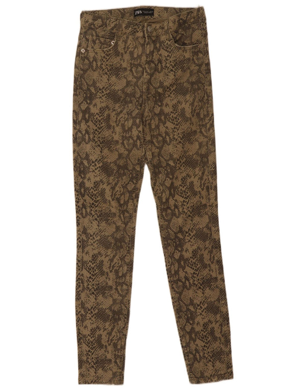 Blugi skinny dama Zara EU 36 XS W26 L28 Kaki Animal Print