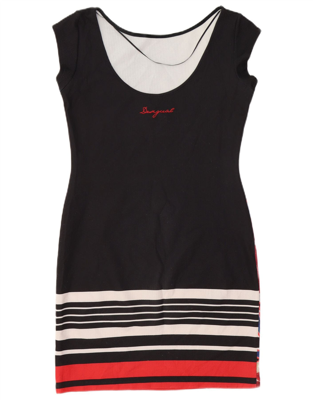 DESIGUAL rochie bodycon pentru femei UK 12 Medium Black Floral Poliester