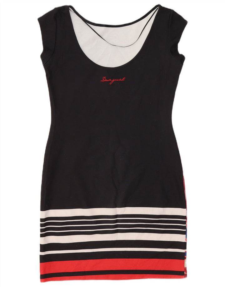 DESIGUAL rochie bodycon pentru femei UK 12 Medium Black Floral Poliester