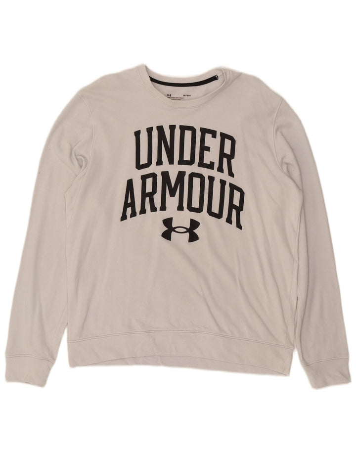 UNDER ARMOUR Mens Graphic Sweatshirt Jumper Large White Cotton