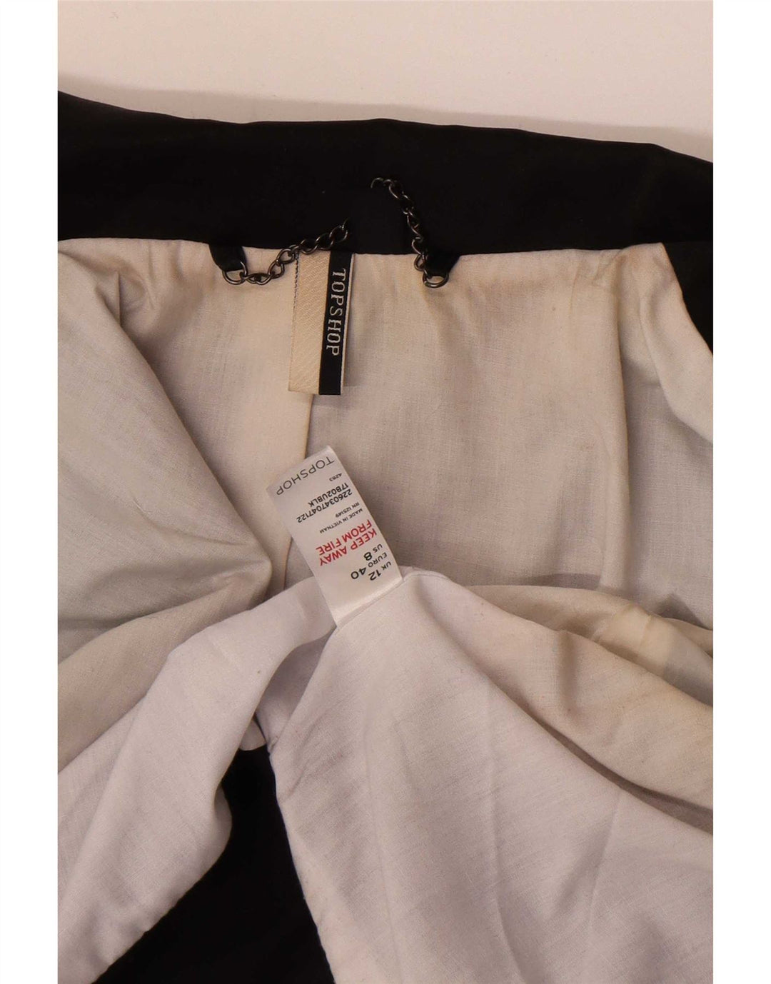 Jachetă pentru femei Topshop cu mâneci 3/4 frac pentru femei UK 12 Medium Black