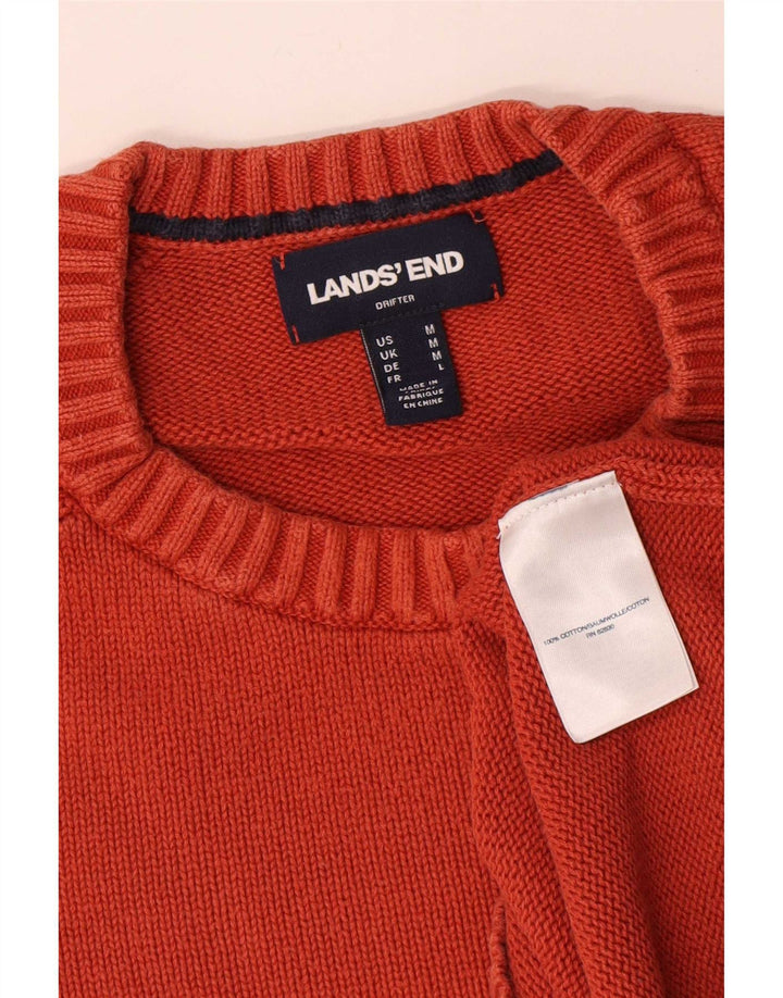 Pulover pentru bărbați Lands End cu gât crew pulover bumbac portocaliu mediu