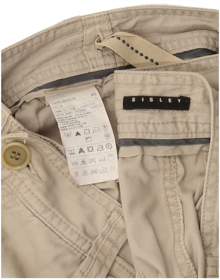 Pantaloni cargo drepti pentru femei Sisley IT 46 Large W32 L30 Bej Bumbac