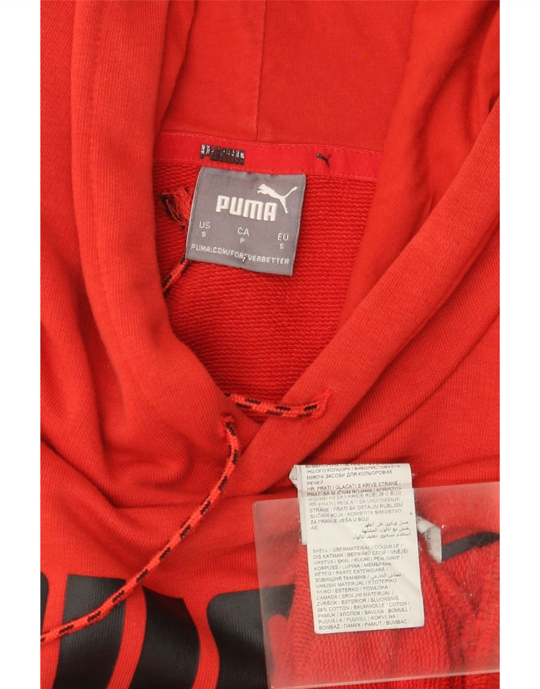 Puma Mens Graphic Hoodie Jumper Small Red Cotton