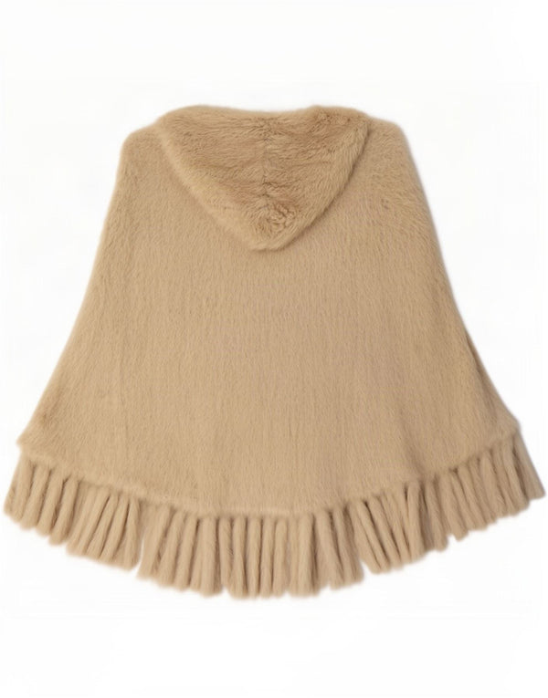 Elisabetta Franchi Pulover Poncho Femei cu Glugă din blană artificială IT 42 Bej Mediu