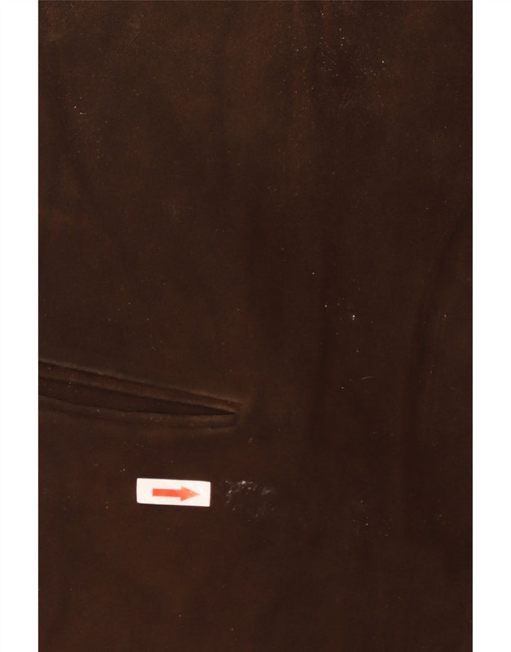 Gilet vintage pentru femei din piele intoarsa UK 14 maro mediu