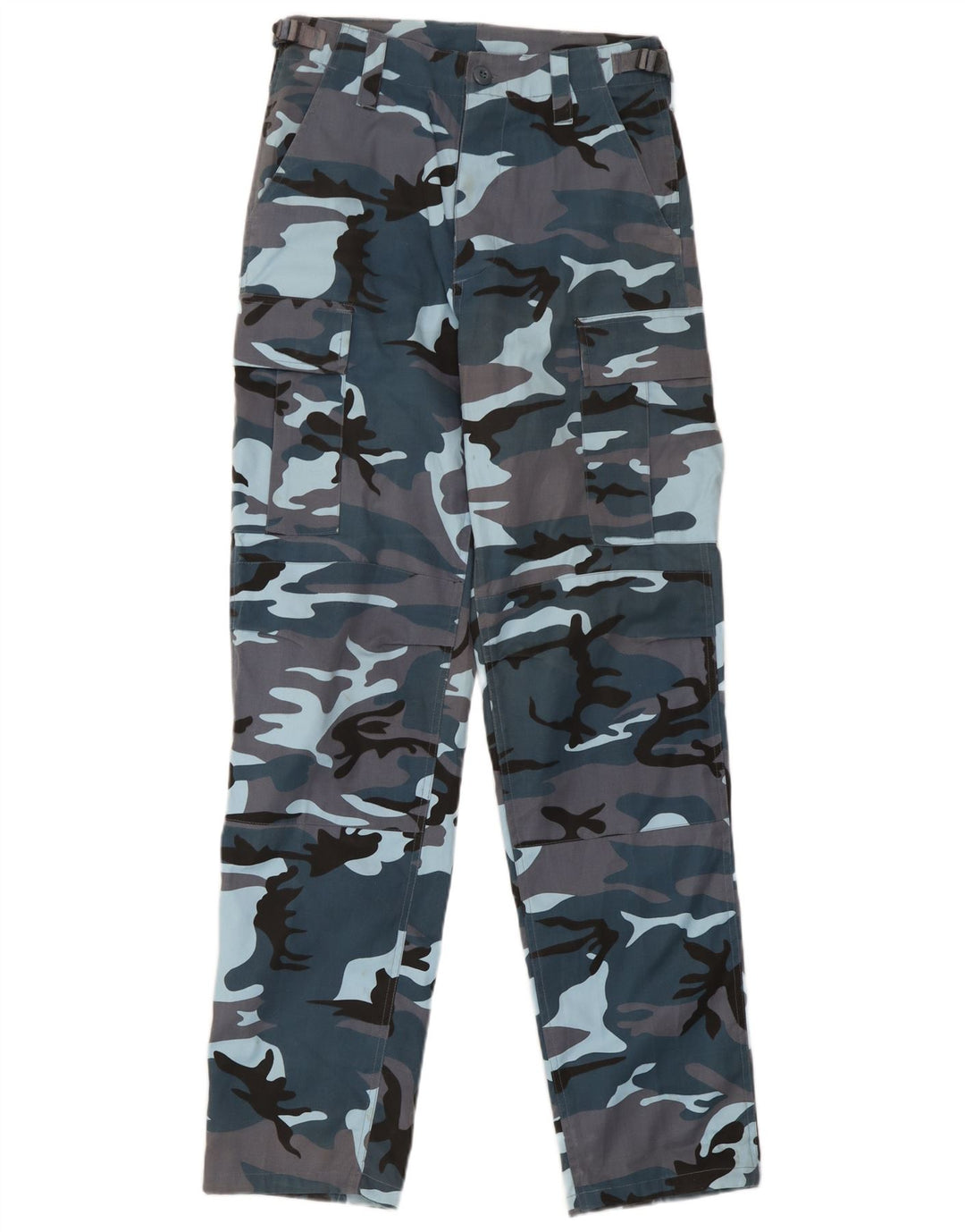 Pantaloni cargo vintage pentru bărbați, cu tăiere obișnuită, L30 L32, poliester de camuflaj albastru