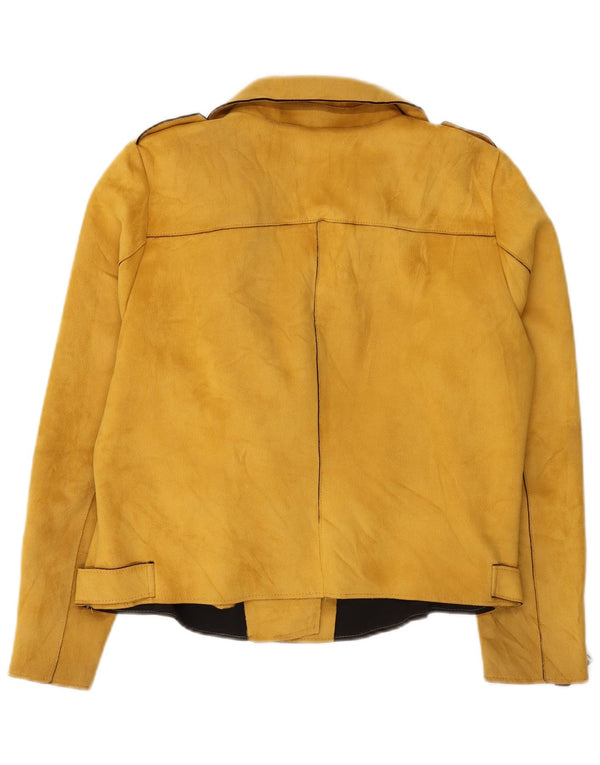 Only Carmakoma Womens Crop Biker Jacket IT 46 Large Galben Poliester