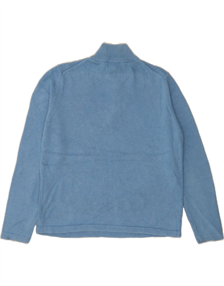 L.L.BEAN Womens Zip Neck Jumper Sweater UK 14 Medium Blue Cotton Vintage L.L.Bean and Second-Hand L.L.Bean from Messina Hembry 