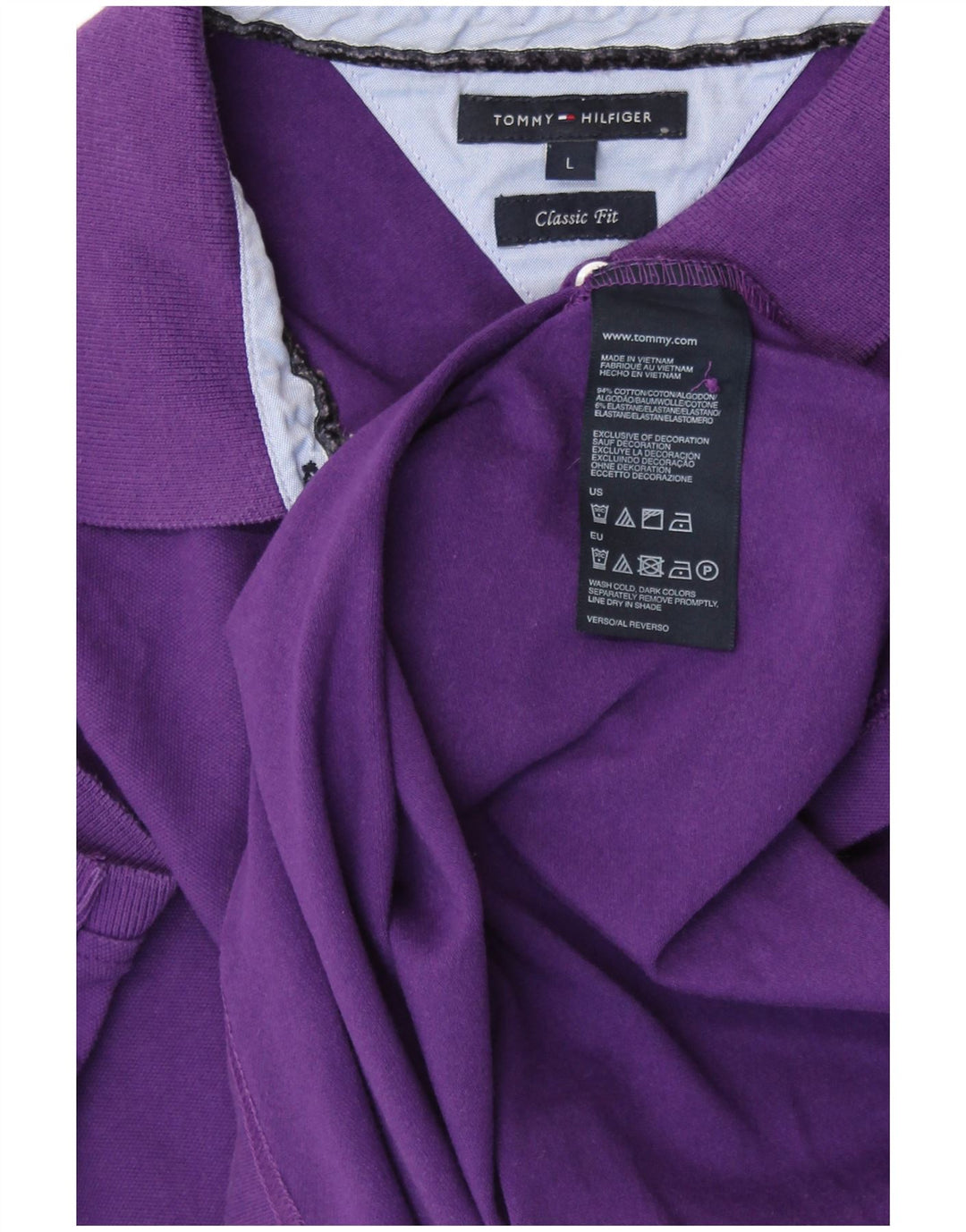 Tricou polo TOMMY HILFIGER pentru femei, cu ajustare clasică, UK 14, bumbac violet mare