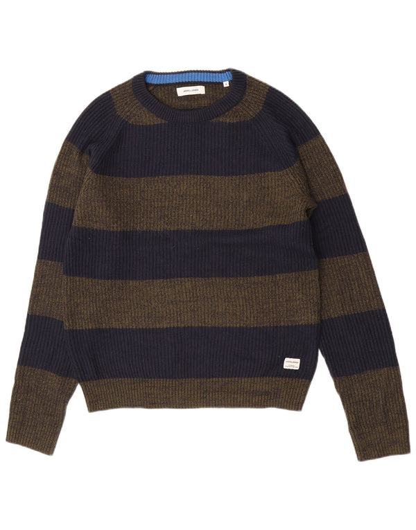Pulover Jack & Jones pentru bărbați, cu gât crew, acrilic cu dungi mici, bleumarin