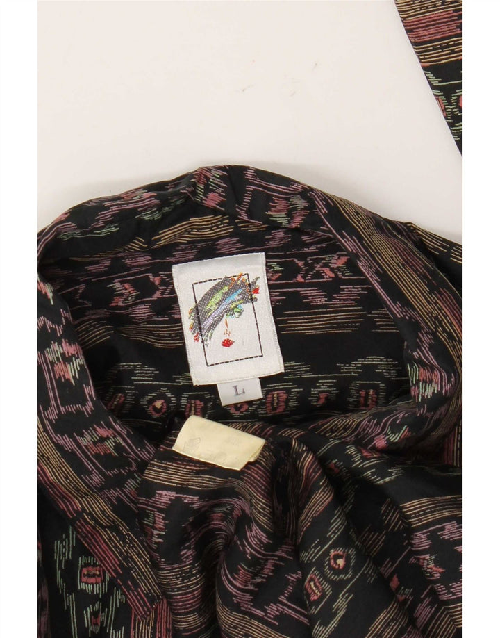 Cămașă Vintage bărbați mare, multicoloră, geometrică, mătase