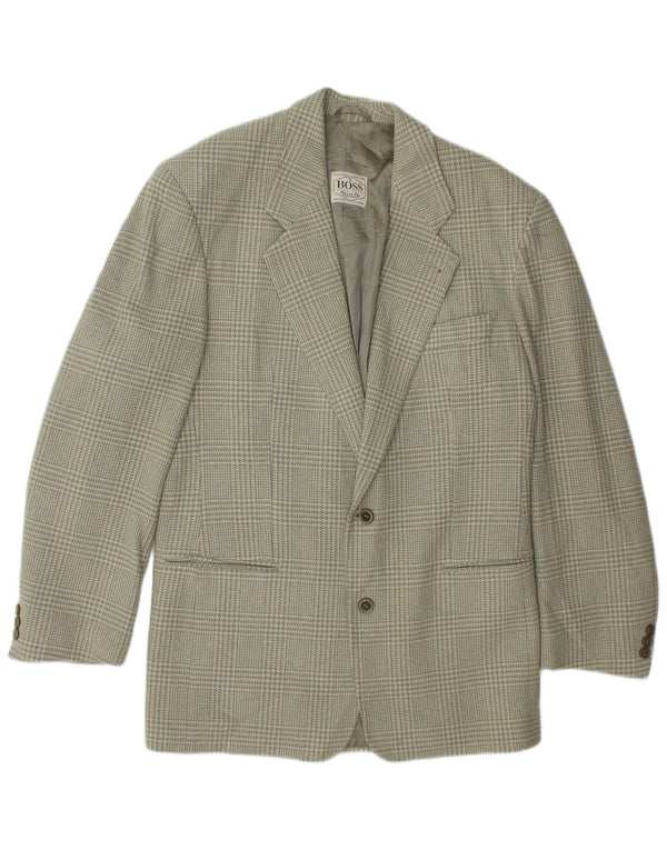 Jachetă blazer pentru bărbați Hugo Boss, cu 2 nasturi, UK 38, lână verde medie cu carouri