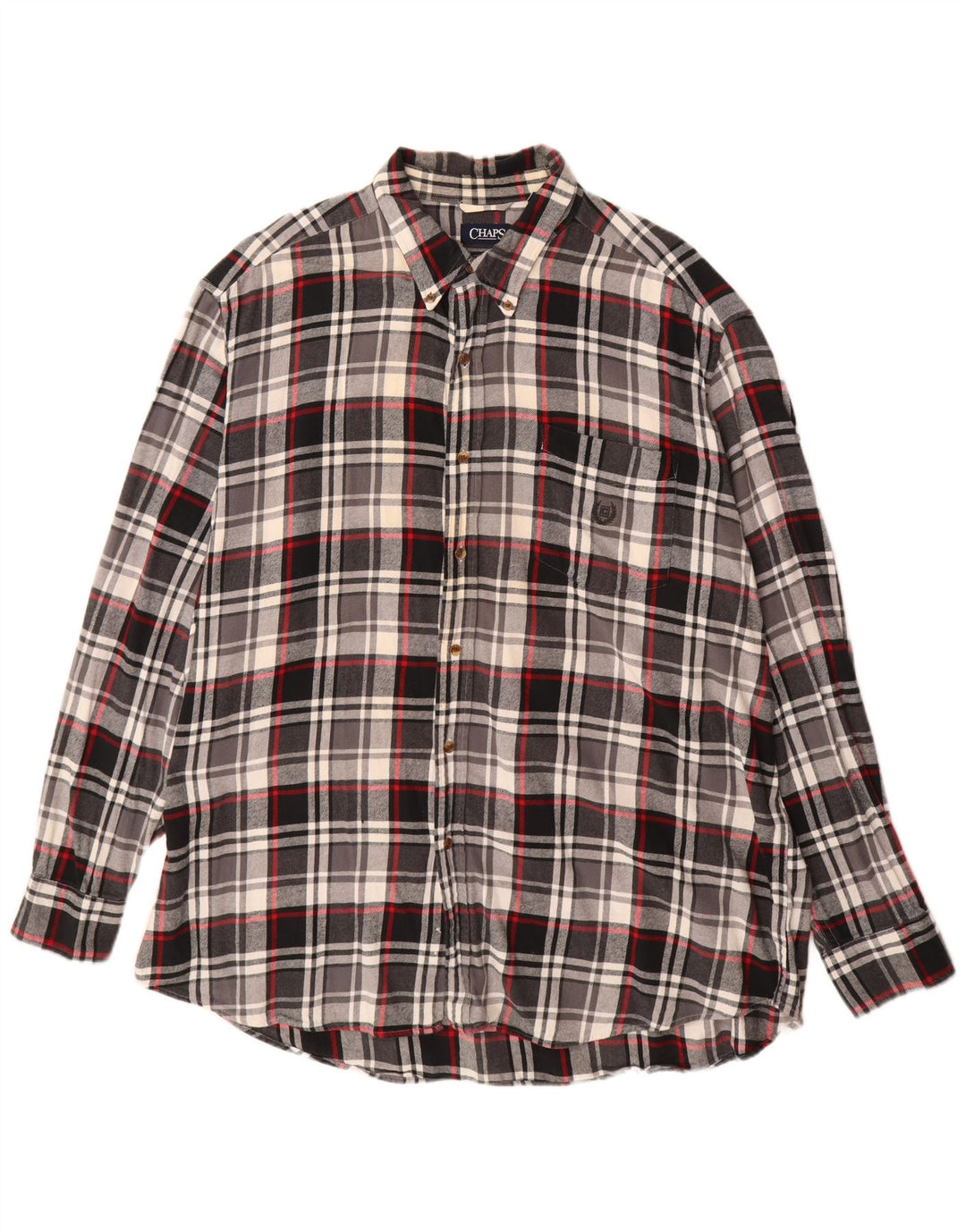 Cămașă Big Flannel pentru bărbați Chaps 2XL, bumbac negru cu carouri
