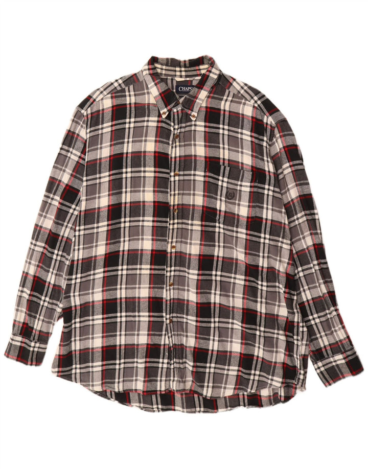 Cămașă Big Flannel pentru bărbați Chaps 2XL, bumbac negru cu carouri