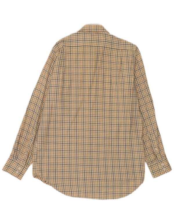 Musto Mens Regular Fit Shirt Size 15 1/2 Medium Yellow Plaid Cotton
