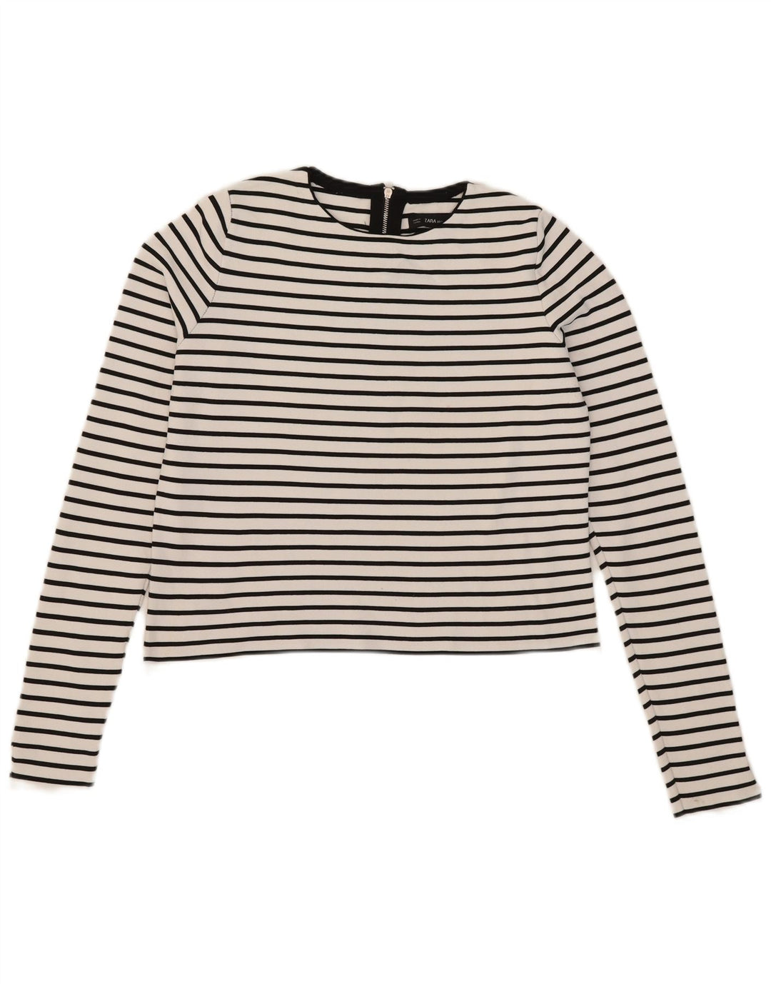Crop Top pentru femei Zara cu mânecă lungă UK 12 Medium White Striped