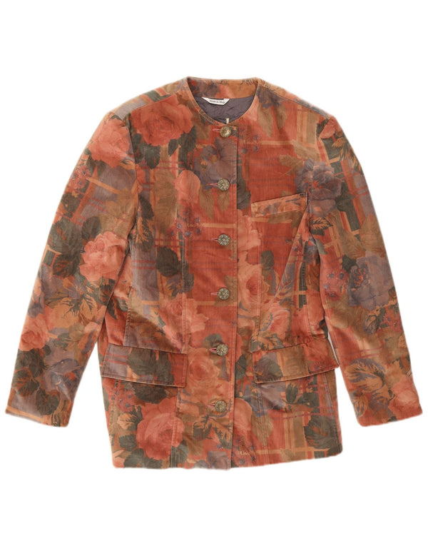 Jachetă vintage pentru femei cu 6 nasturi, UK 8, multicoloră, florală