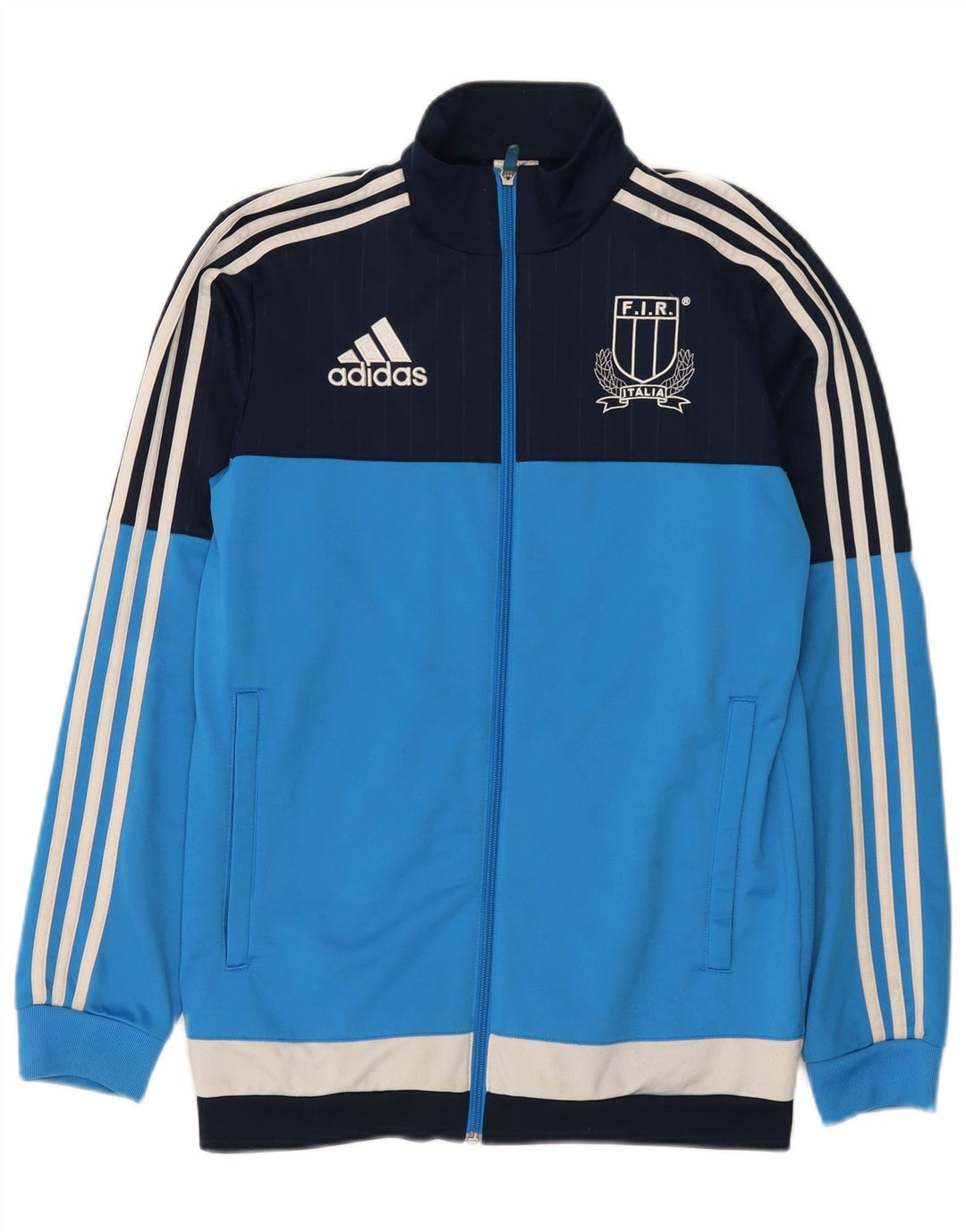 Jachetă de top pentru trening grafic Adidas pentru bărbați, albastru, poliester color bloc