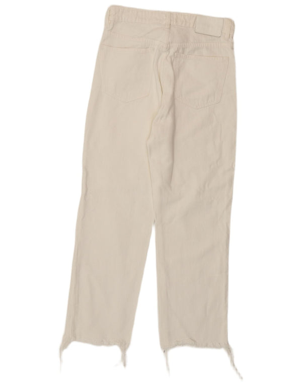 Blugi Drepți Femei Zara EU 38 Mici L28 L26 Bumbac Alb