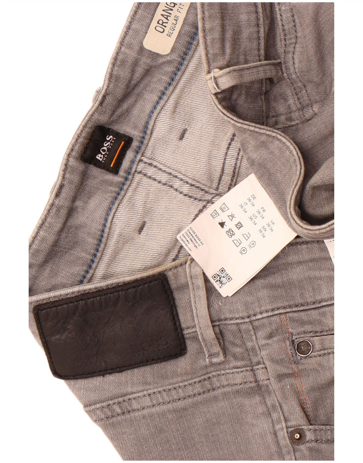 Blugi drepti pentru bărbați Hugo Boss Regular Fit W36 L34 bumbac gri