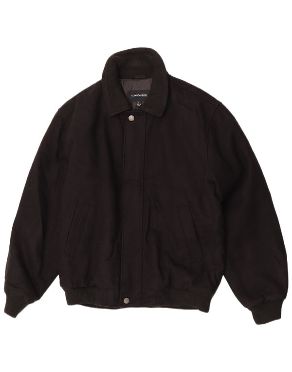London Fog Mens Bomber Windbreaker Jacket UK 40 Large Black Wool
