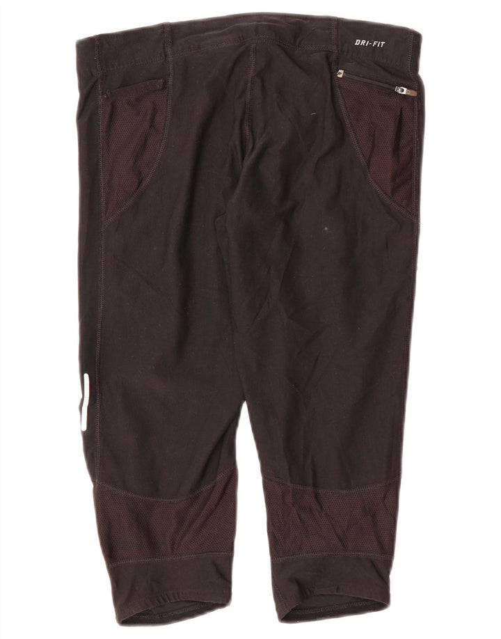 Pantaloni de trening NIKE Dri Fit Capri pentru femei UK 12 Poliester mediu negru