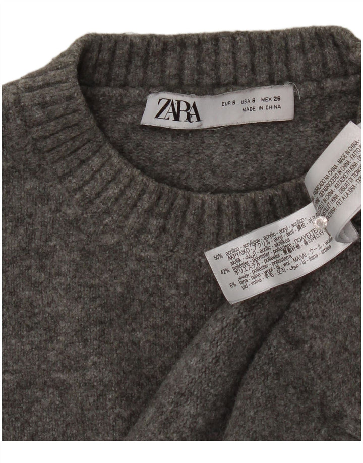 Pulover oversize cu decolteu rotund pentru femei Zara UK 10 Mic Gri