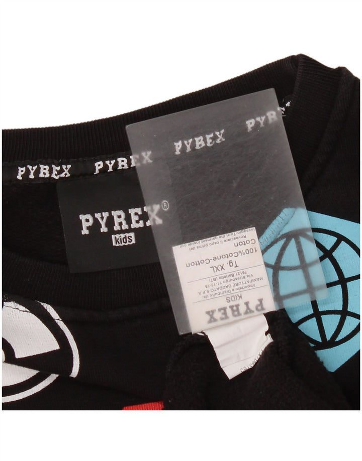 Pulover cu grafic Pyrex pentru băieți 13-14 ani 2XL bumbac negru