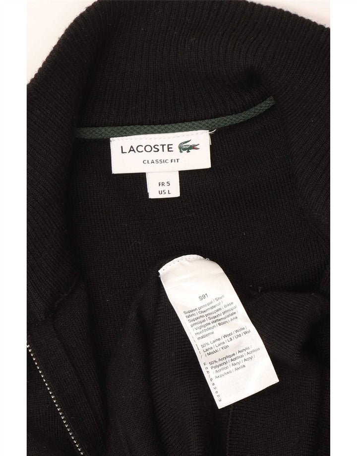 Pulover cardigan Lacoste pentru bărbați, cu tăiere clasică, mărimea 5, lână neagră mare