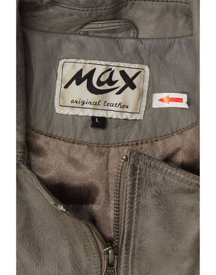Geacă motociclist din piele pentru femei Max UK 14, mare, gri din piele