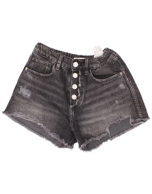 Pantaloni Scurt Denim Zara Fete 11-12 Ani W26 Bumbac Gri