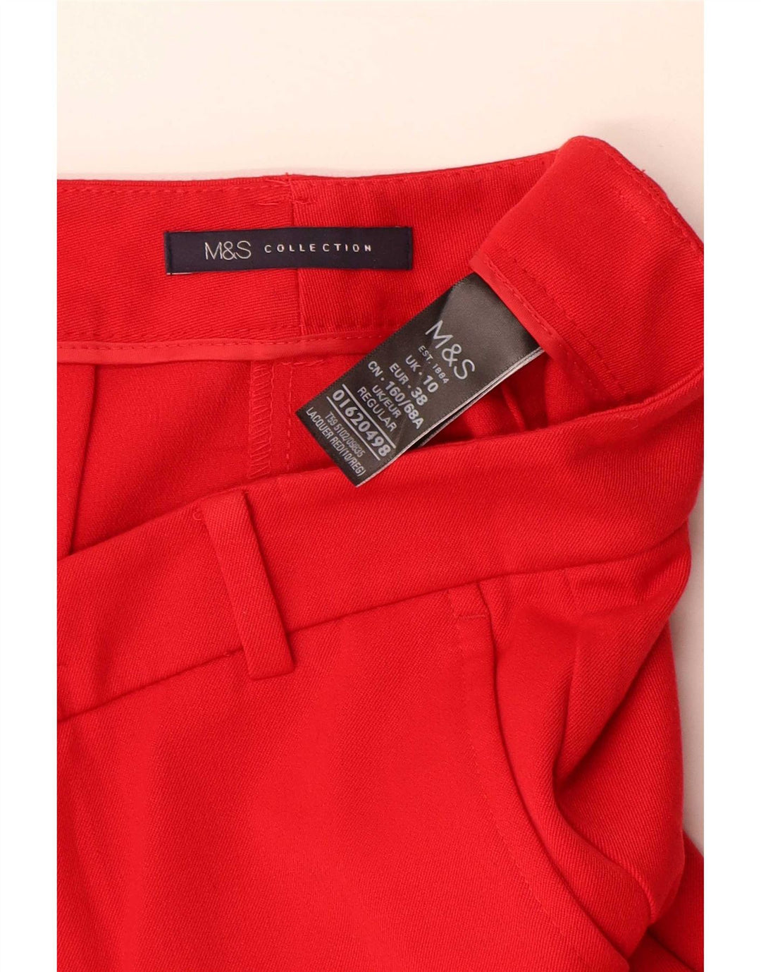 Pantaloni de costum subțiri pentru femei Marks & Spencer UK 10 Mici L27 L27 Poliester roșu