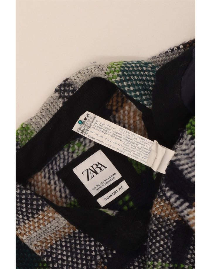 Cămașă pentru bărbați Zara XL, poliester cu carouri multicolore