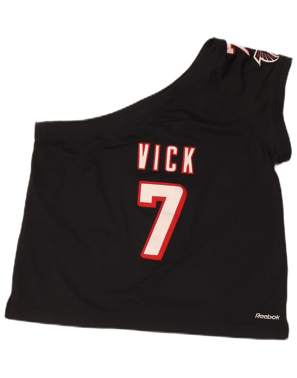 Reebok Womens Vick Atlanta Falcons Crop One Shoulder Top UK 18 XL Negru