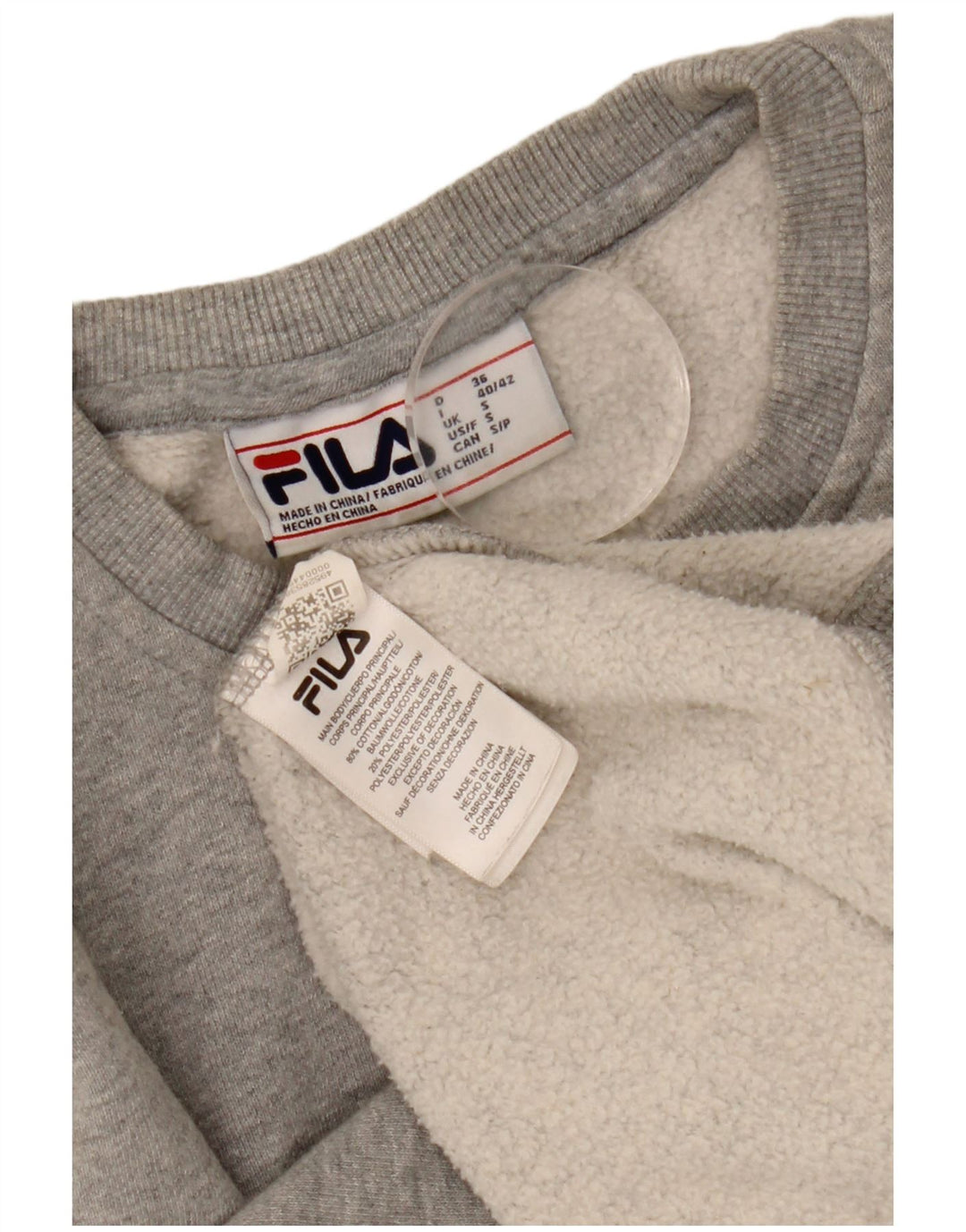 Pulover supradimensionat pentru femei Fila UK 10 Bumbac gri mic