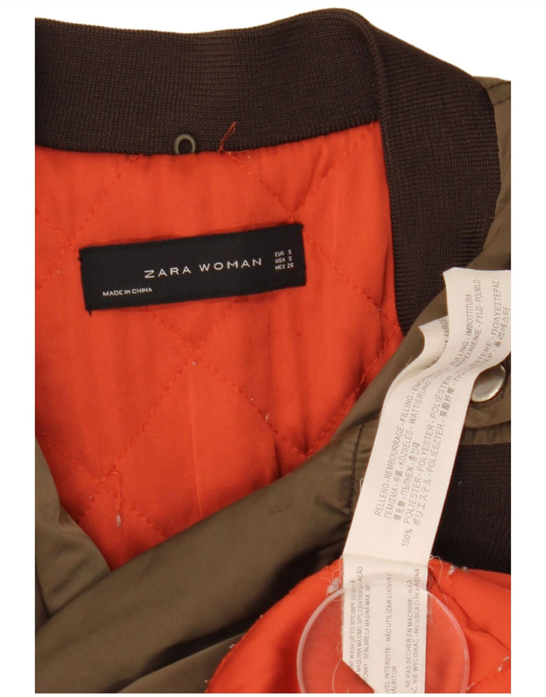 Bomber pentru femei Zara UK 10 Small Kaki Poliester