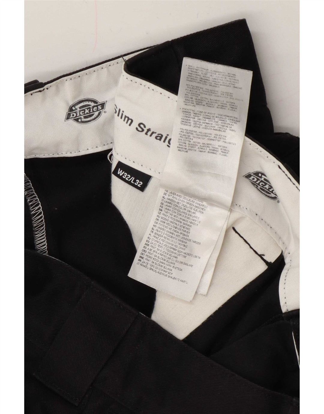 Pantaloni chino slim drepti pentru bărbați Dickies L32 L32 Poliester negru