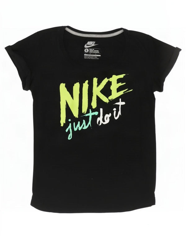 Tricou grafic pentru femei Nike Slim Fit Top UK 14, mare, negru, bumbac