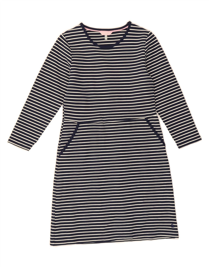 JOULES Womens Basic Dress UK 10 Small  Navy Blue Pinstripe Nautical Vintage Joules and Second-Hand Joules from Messina Hembry 