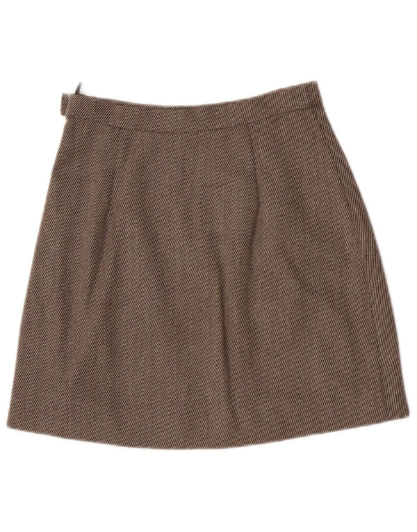 Max & Co. Fustă A-Line pentru femei UK 10 Small W26 Brown Pinstripe Lână virgină
