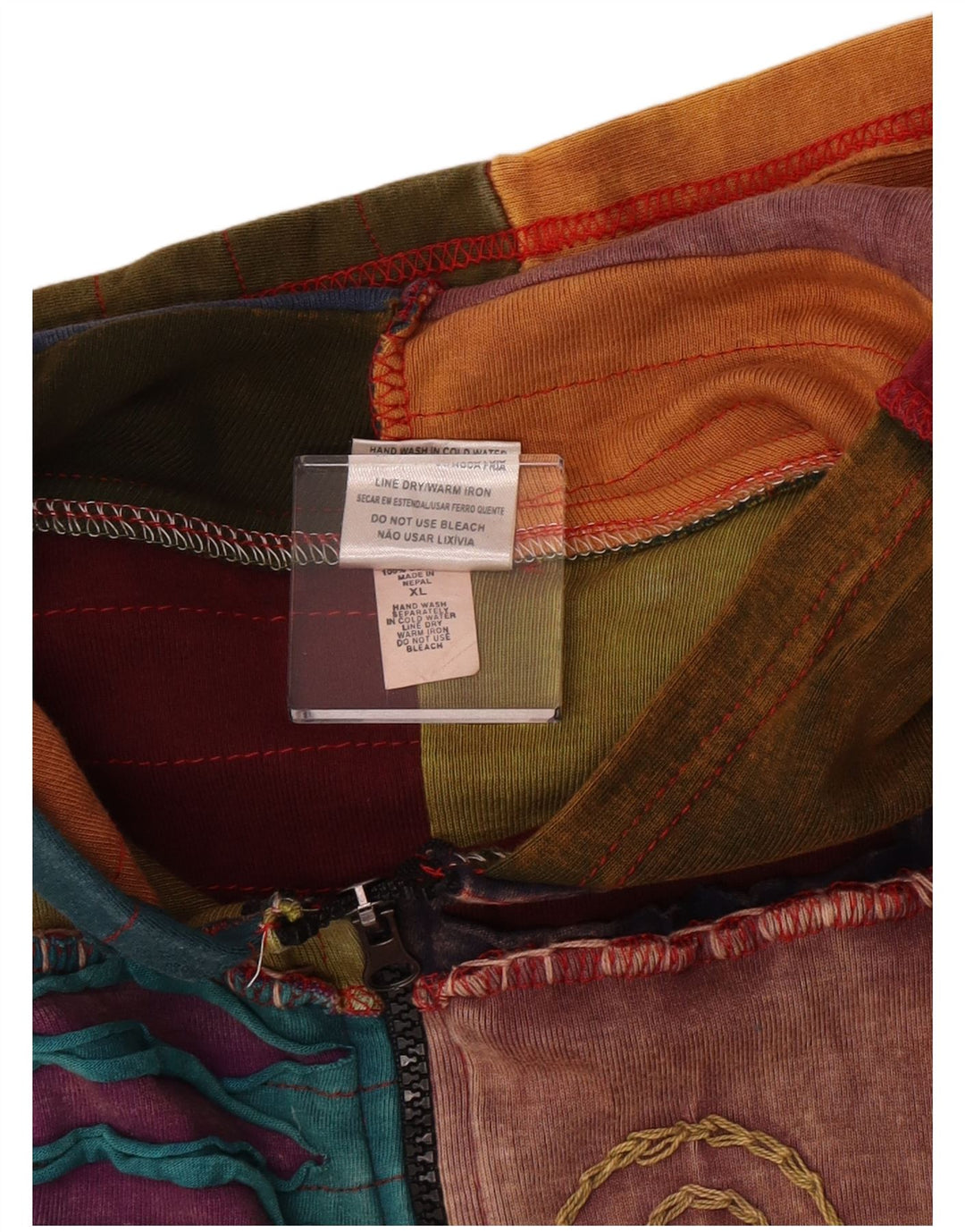 Pulover vintage pentru femei cu model nebun, cu fermoar, cu glugă, UK 18 XL, multicolor, bohe